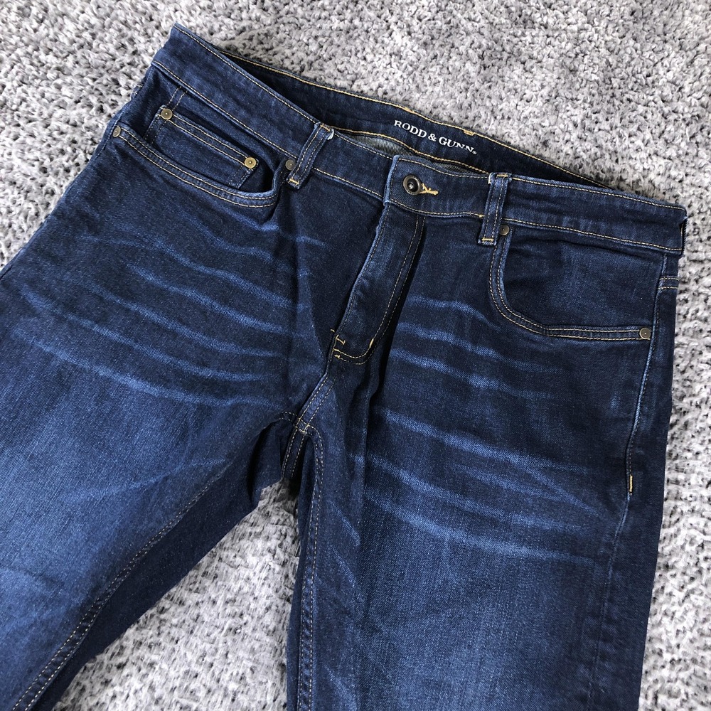 Rodd & Gunn Jeans Mens 35x31 Blue Regular Straight Denim Dark‎ Wash Stretch